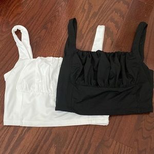 two busier milkmaid black and white tank tops